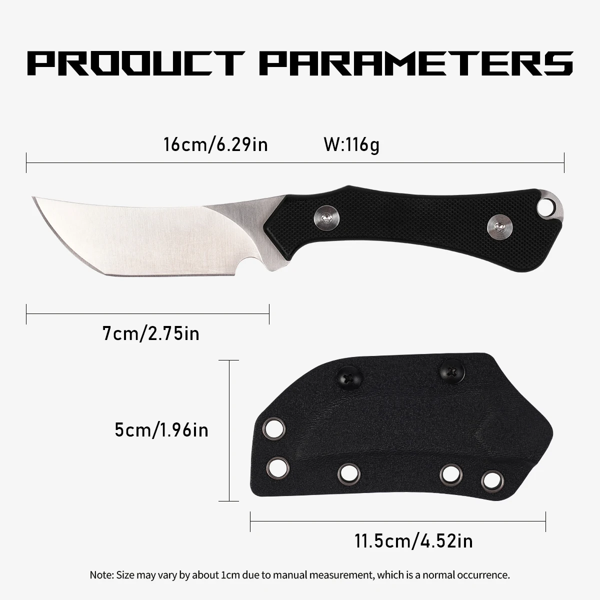 Wilderness Camping EDC Fixed Straight Knife, made of 5CR steel, G10 handle with sheath. Essential survival tool for hiking, adventure, rescue, camping, suitable for father's day, birthday, Christmas gift