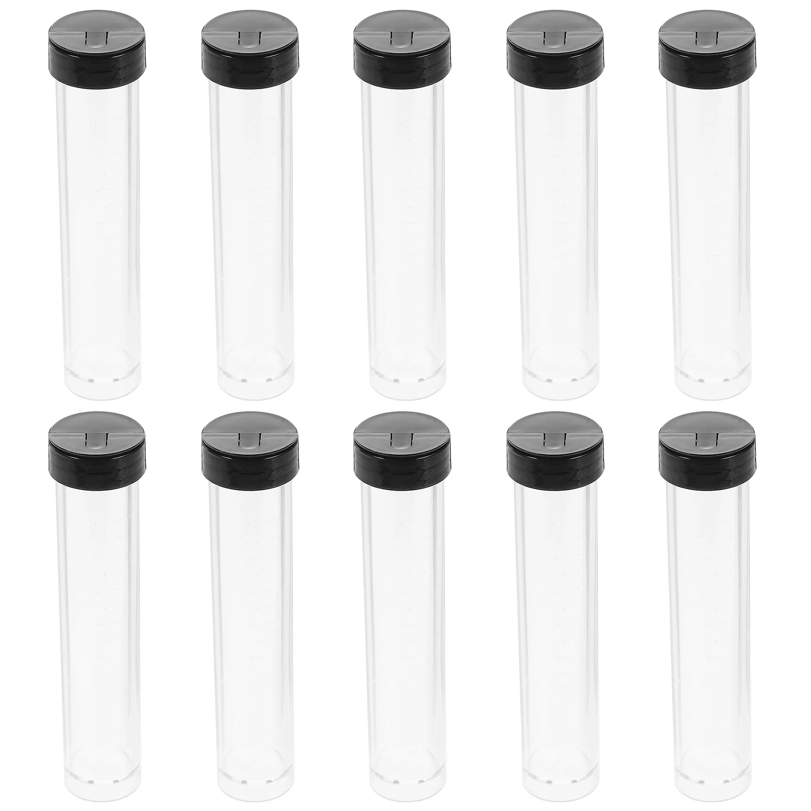10 Pcs Plastic Storage Tubes With Caps Storage Tubes 10ml Black Caps Reusable Portable Small Containers for Beads Jewelry