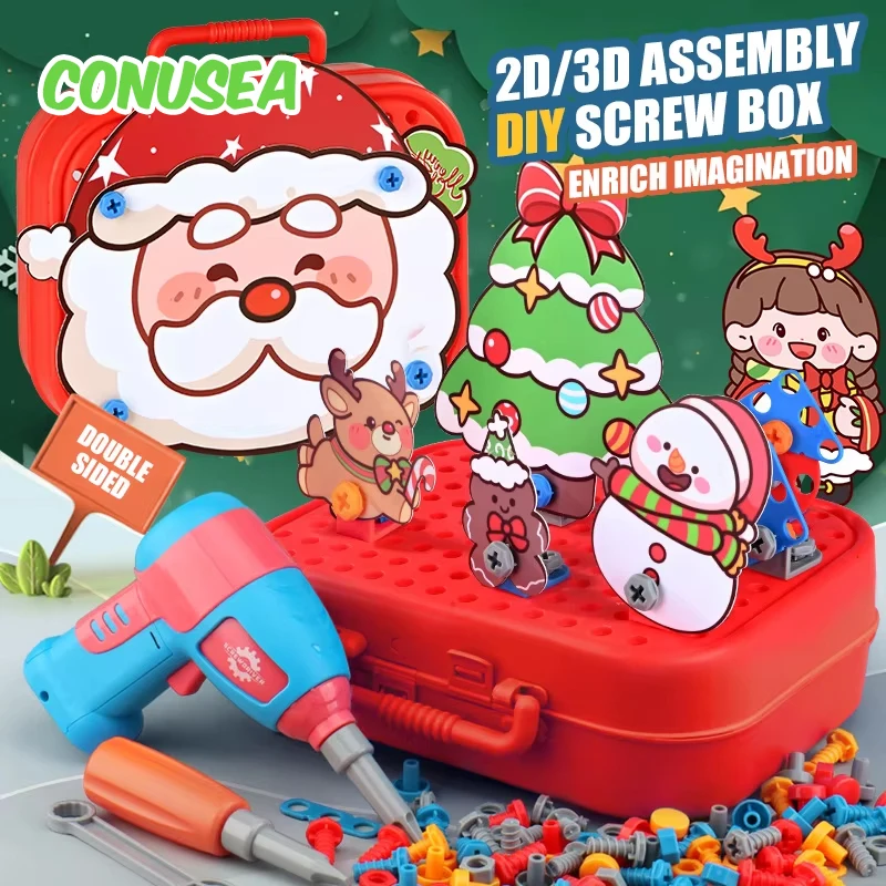 Christmas Gift Diy Disassembly Assembly Dinosaur Blocks Toys Early Educational Nut Screwing with Screwdriver for 3-7 Year Old