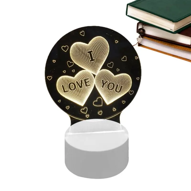 

Night Light Display Board Transparent Decorative Kids Room Light Lamp Clear Heart Pattern Board Night Light Non-slip Base For