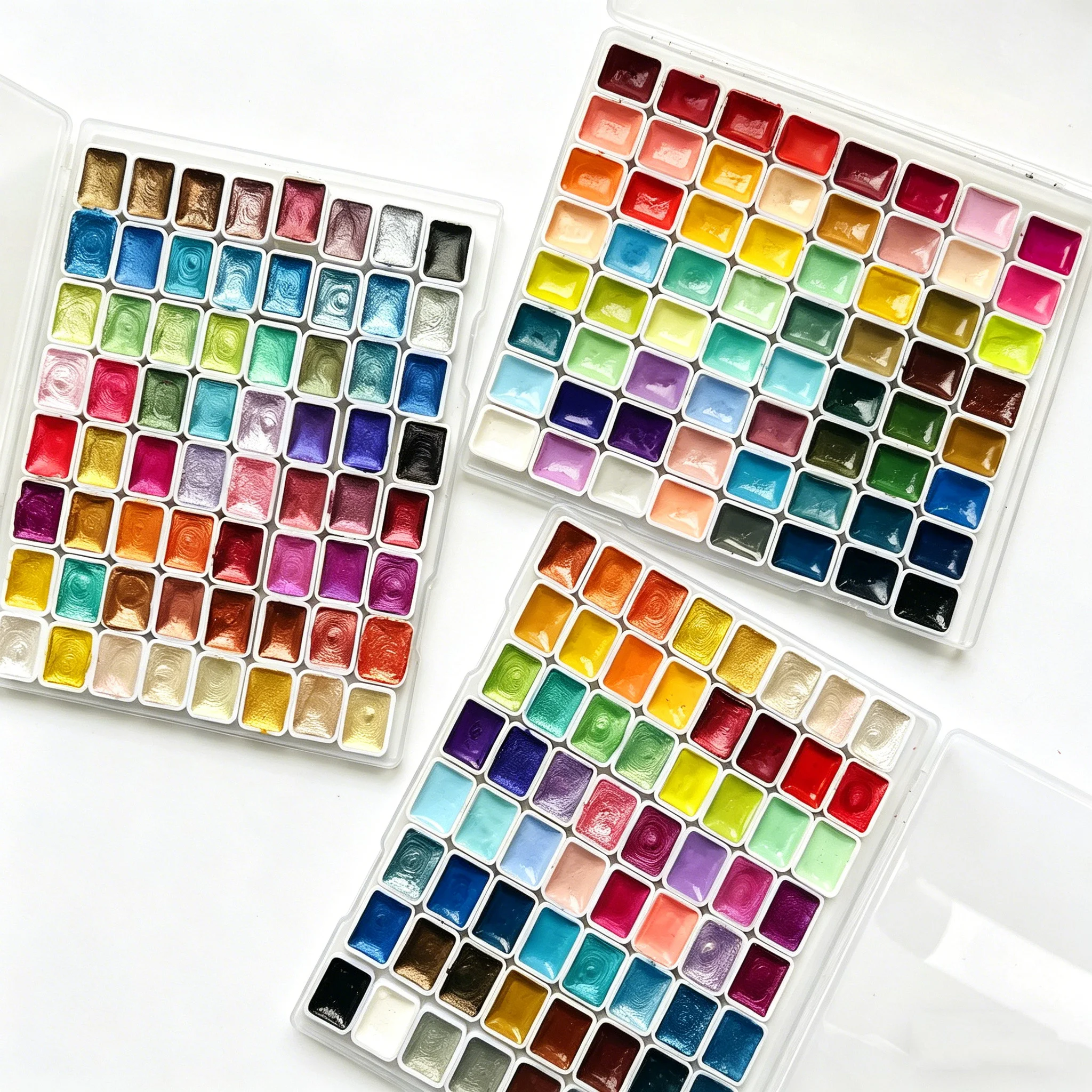 64-Color Pearlescent & Solid Watercolor Paint Set with Vibrant Bright Shimmer, Excellent Coverage and Long-Lasting Lightfastness
