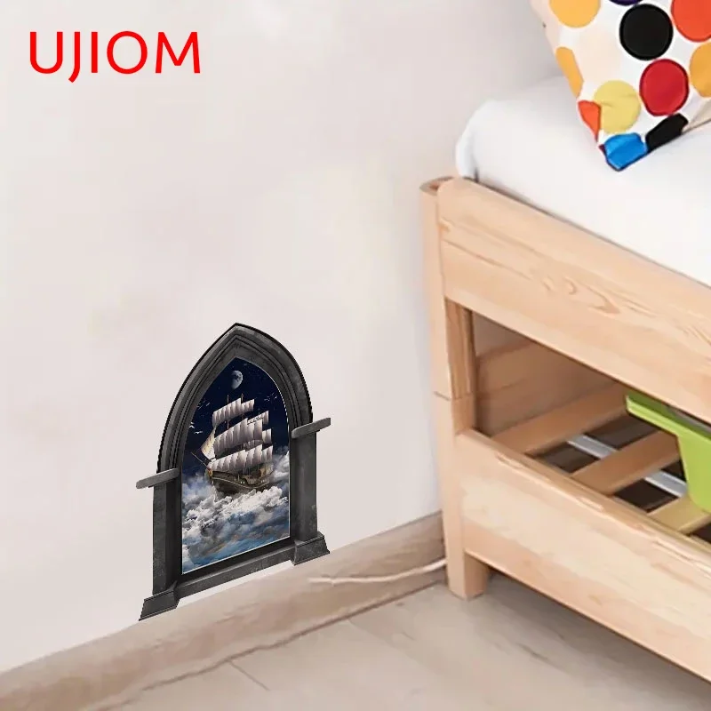 UJIOM 13cm X 9.7cm Hole Cartoon Creativite Wall Stickers Vinyl Scratch Proof Kids Room Bedroom Decal Vestibule Decor Wallpapers