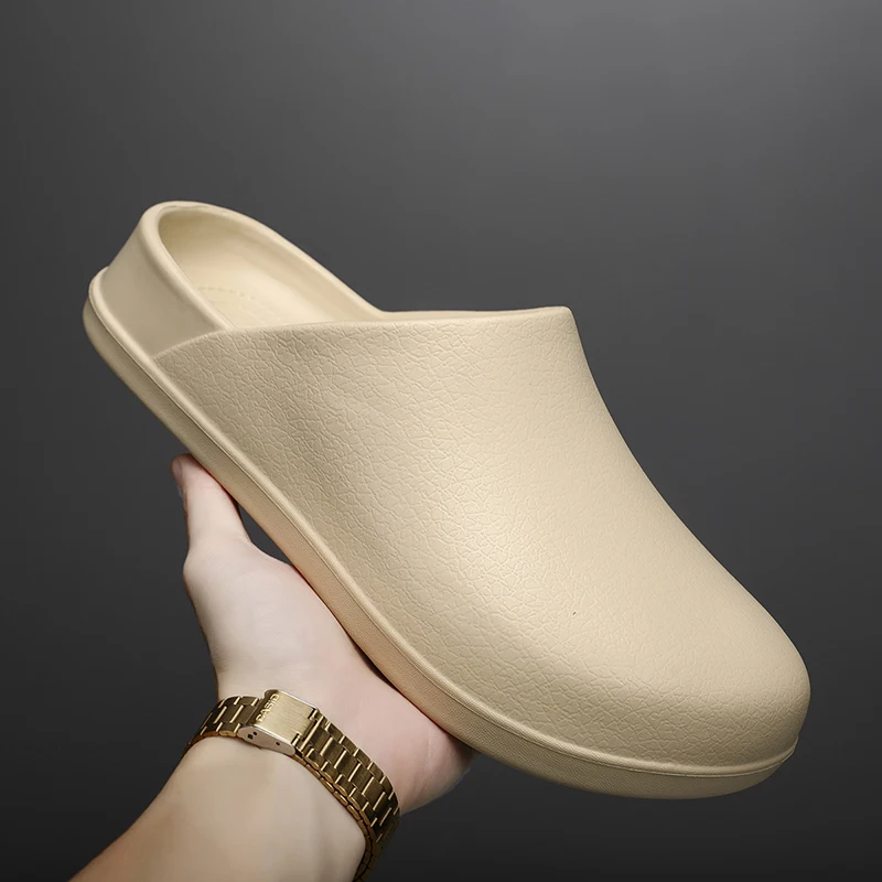 Men Slippers WaterProof Anti Skid Chef Shoe Breathable Slip on Casual Home Slippers Lightweight Beach Sandals Male Garden Clogs