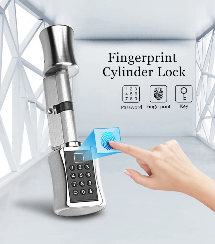 

Fingerprint cylinder smart password biometric electronic door lock with password digital keypad home smart lock