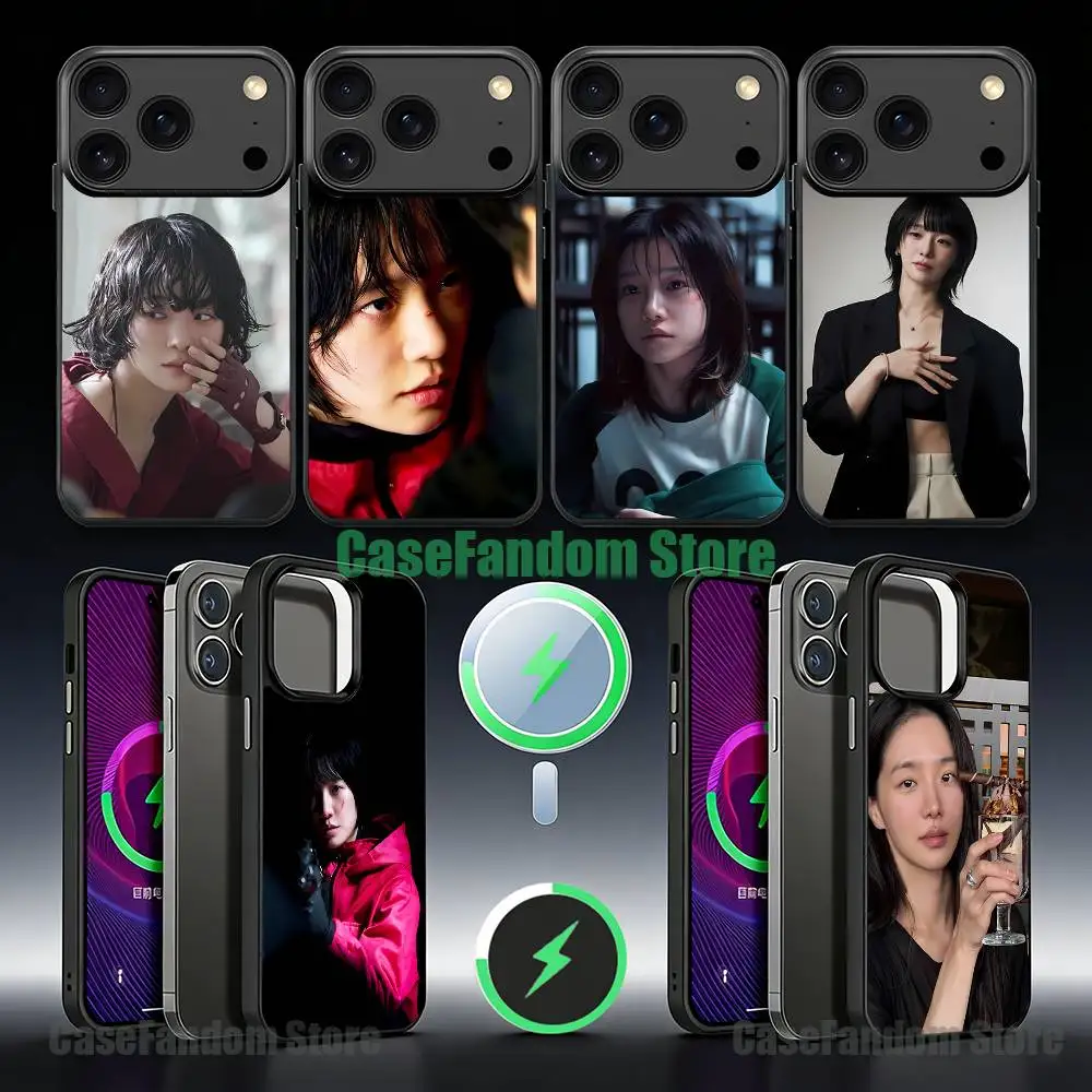 

P-Park Gyu-young Magnetic Wireless Charging Black Phone Case For iPhone 17,16,15,14,13,12,11,Pro,Max,Plus,Mini,SE4,E