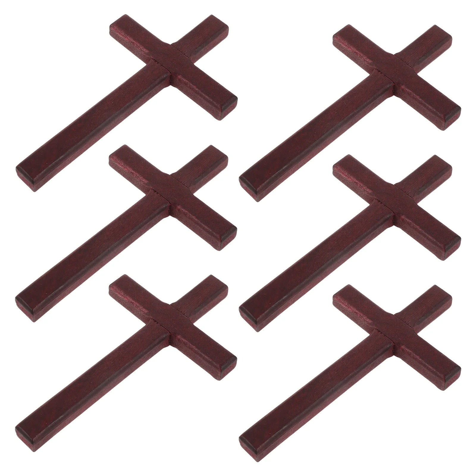 

6Pcs Wooden Cross Rustic Handheld Small Faith Symbol Decoration Church Tabletop Ornament Religious Cross for Home Office