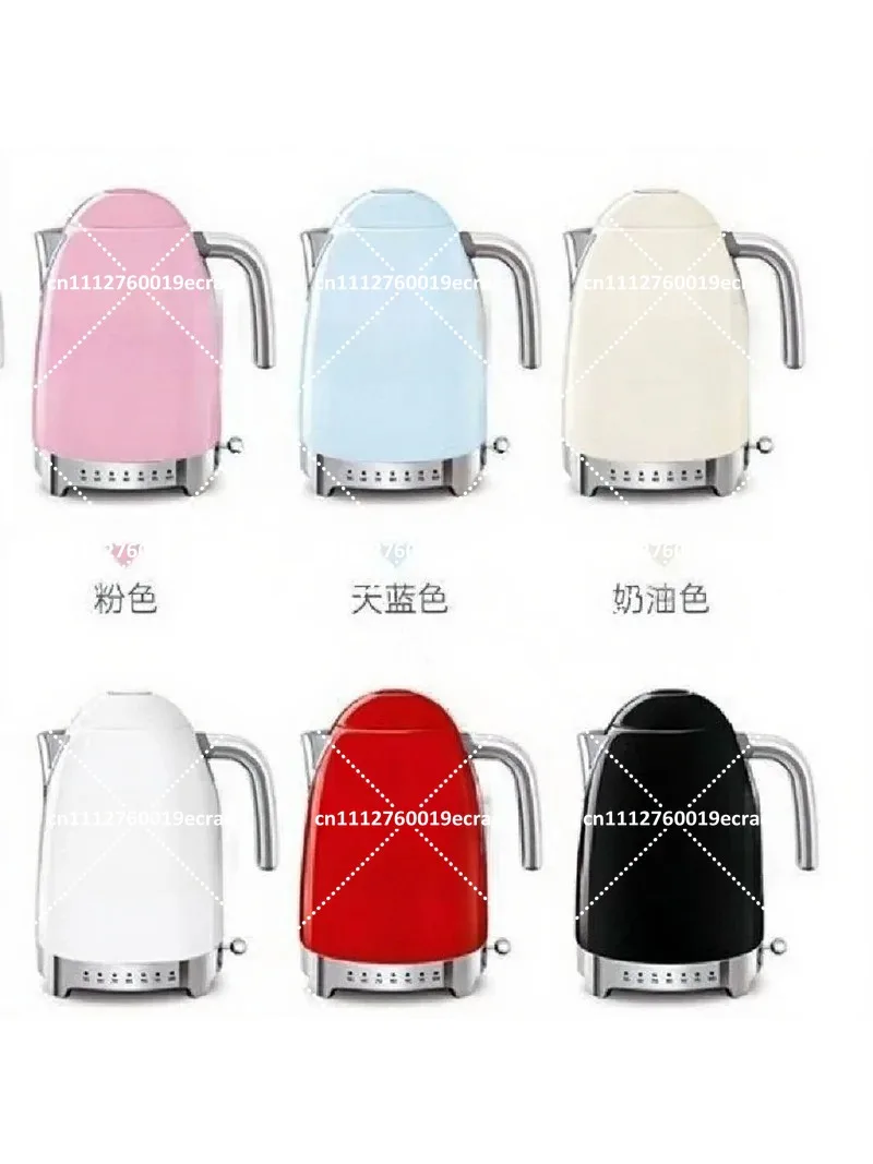 Retro Electric Kettle 1.7L Full Color Temperature Control Stainless Steel Cordless Water Boiler