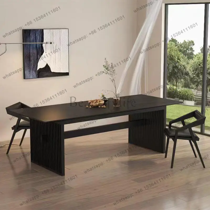 LS wabi sandy wind log dining table simple creative ash wood office negotiation rectangular conference workbench
