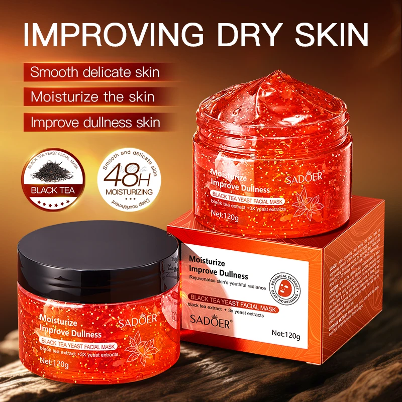 

1/2 Pack Black Tea Yeast Mask for Hydrating and Moisturizing Skin, Improving Dry Skin, Making Skin Smooth and Delicate, Nourishing Skin, and Improving Dull Skin