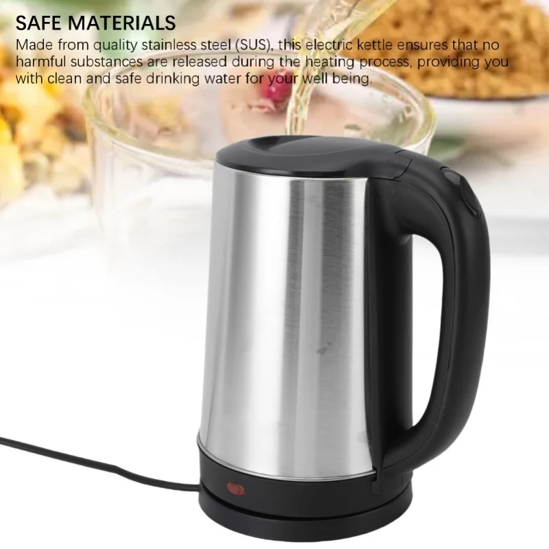 1500W 2L Electric Water Boiler Kettle SUS Stainless Steel Auto Shut Down Double Layer Insulation Tea Heater US Plug