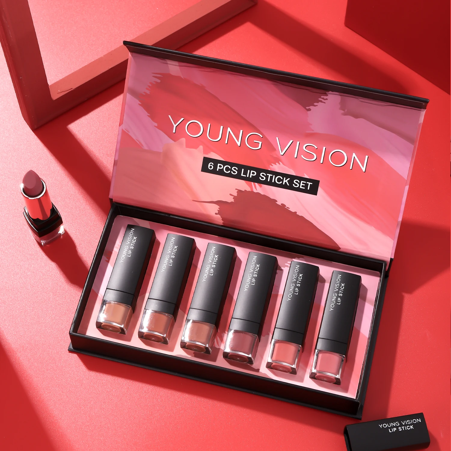 6 pcs /set matte lipstick gift box set non stick cup lipstick velvet moisturizing lipstick