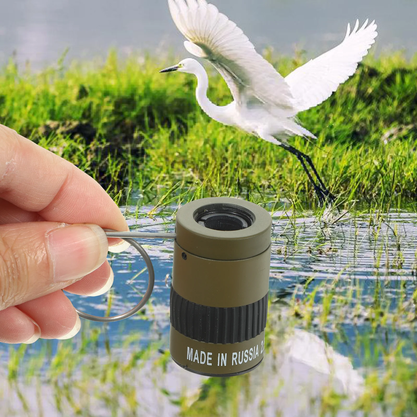 Mini telescopio de dedo bolsillo en miniatura portátil Camping al aire libre caqui