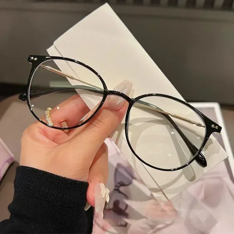 Luxury Brand Round Myopia Glasses Blue Light Blocking Eyeglasses Women Men Prescription Near Sight Glasses Diopter