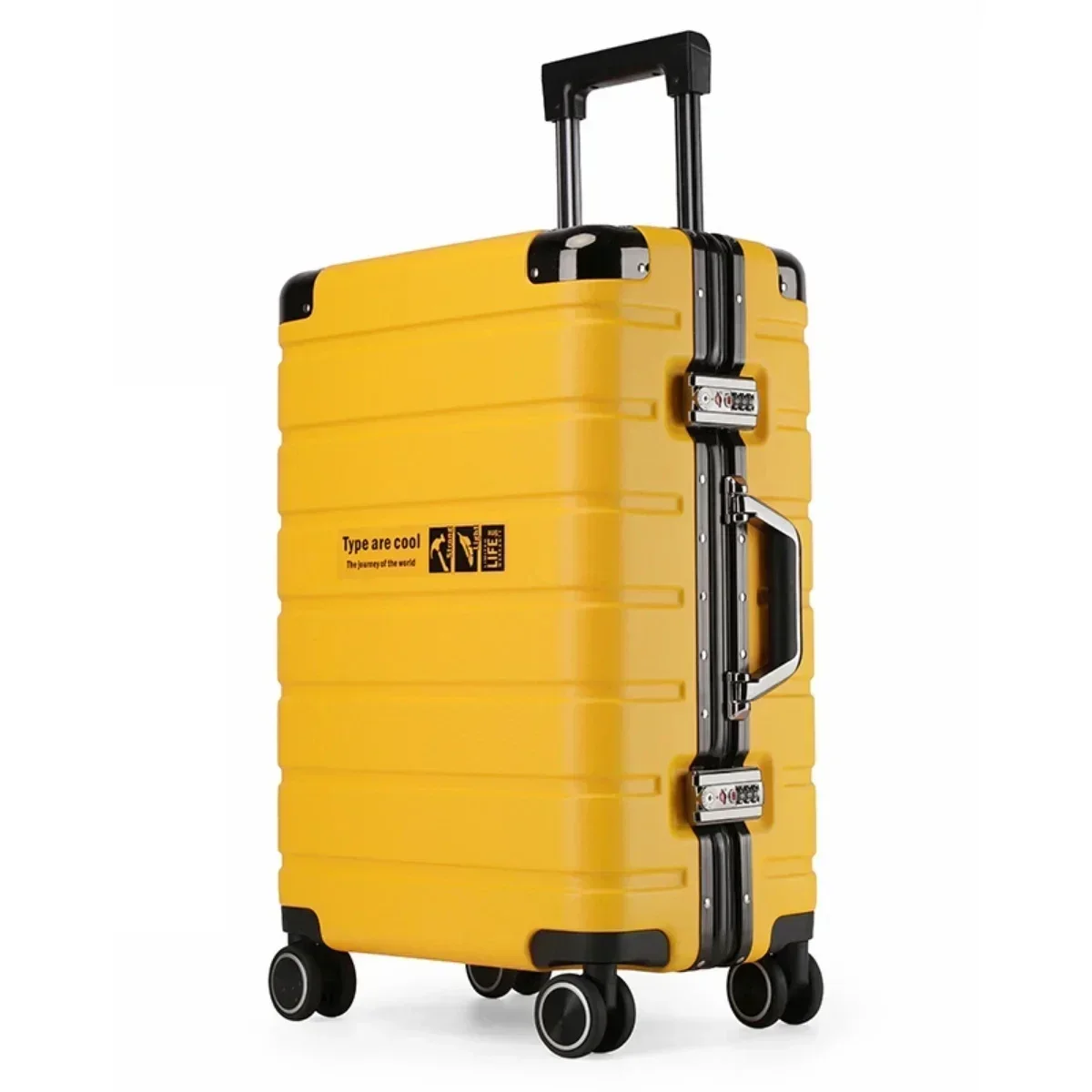 Carry-on Luggage Large Capacity Students Aluminium Frame Suitcase Durable Men and Women Mute Suitcases on Wheels