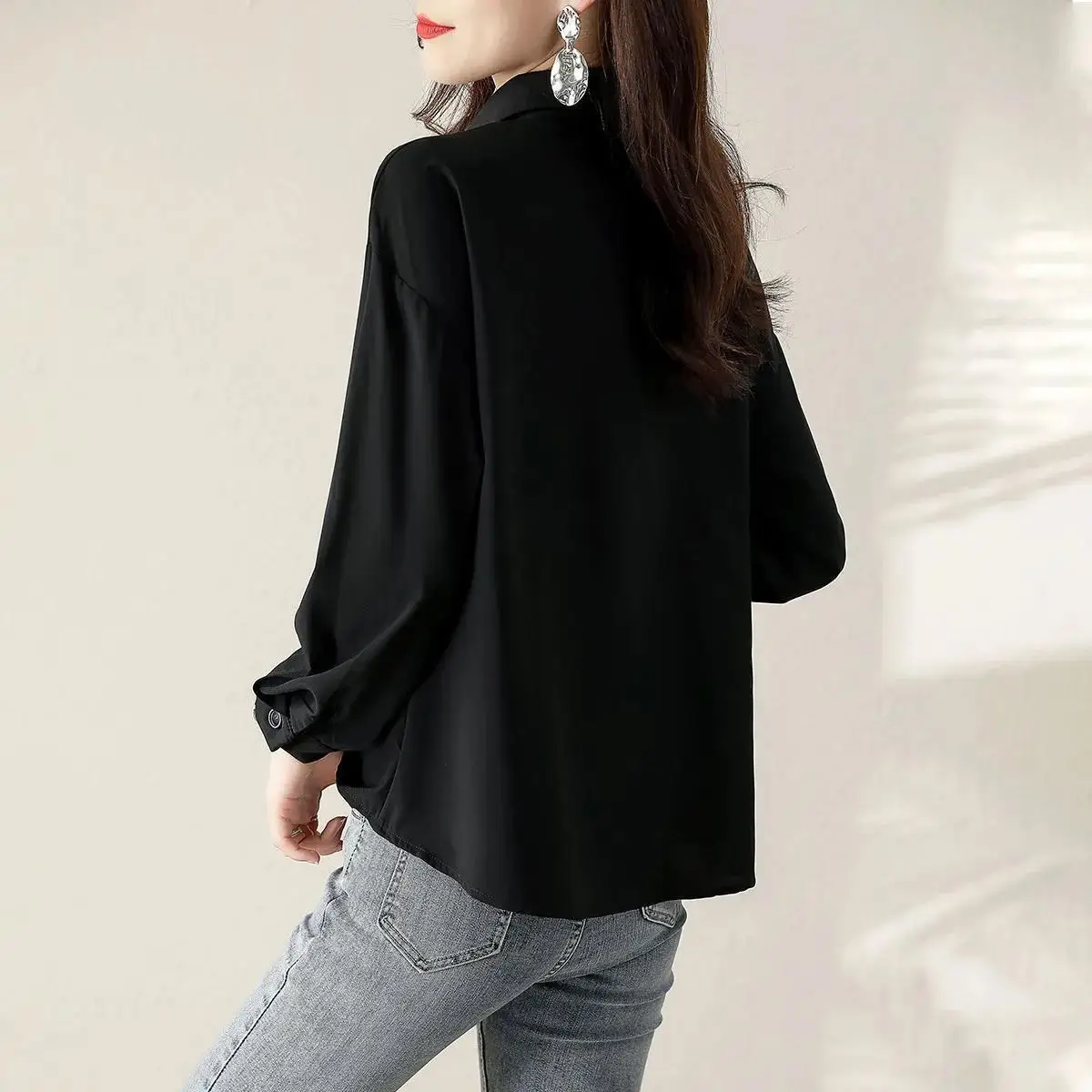 Turn-down Collar Spring Summer Casual Printing Button Thin Blouses Women Shirt Straight Loose Chiffon Graphic Women\'s Clothing