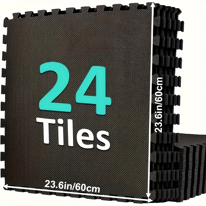 24pcs Interlocking Fitness Mats 12Inches  X  12Inches，24 Inches X 24 Inches Foam Floor Tiles Suitable for Home Gyms, Yoga