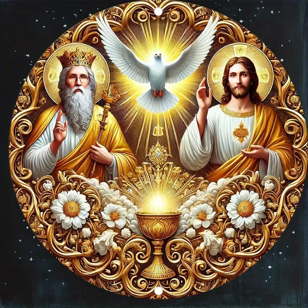 Vintage Iron Painting Holy Spirit Saints Wall Art Waterproof for Home Garden Decor