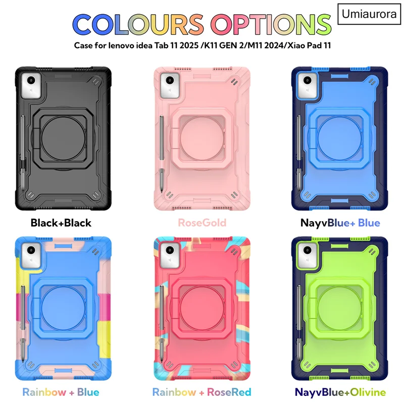 

﻿For Lenovo Idea Tab M11 Xiaoxin Pad 11 inch 2025 TB336FU TB335FC TB330FU Shockproof Tablet Case Pull Ring Stand Armor Funda﻿﻿