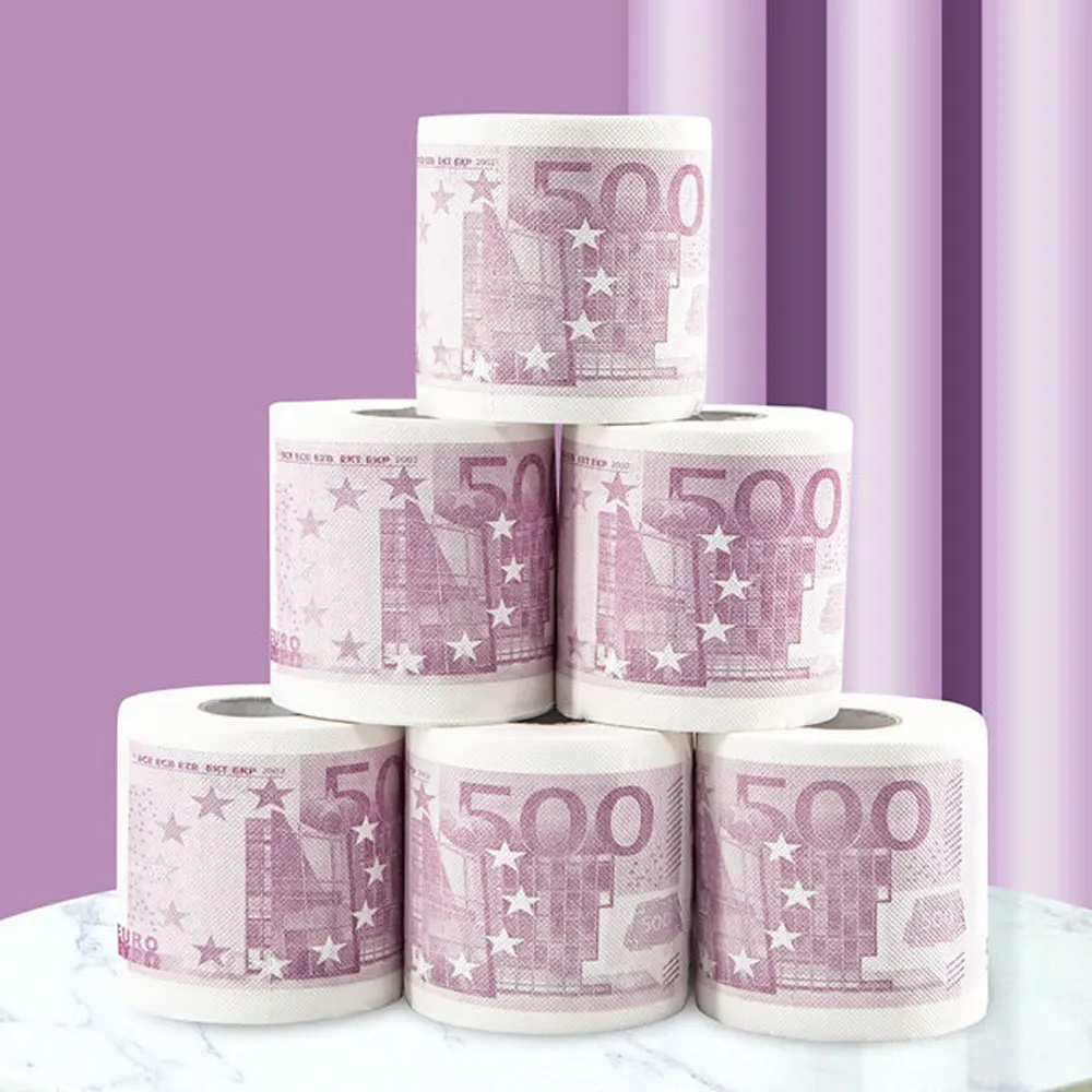 2-ply creative simulated Euro toilet paper, fun Euro toilet paper, creative money tissue, roll toilet paper, prop toilet paper