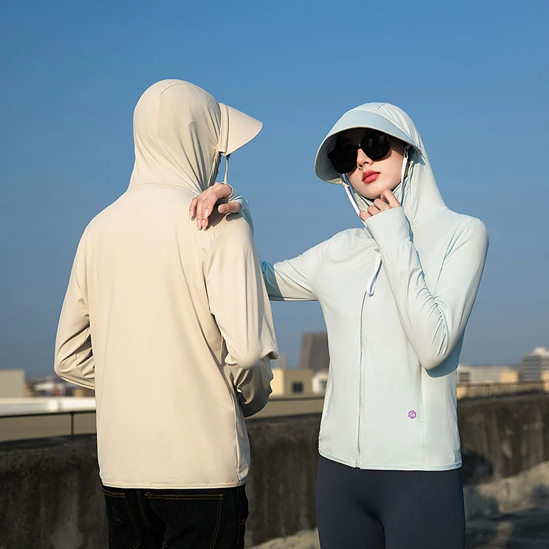 New Summer High Quality Ice Silk Slim Fit Couple Sunscreen Clothing Comfortable Breathable Outdoor Sports UV Protection Coat