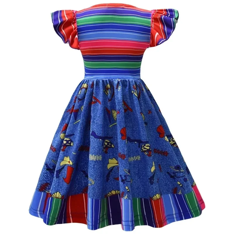 x;3,v'6\g/Kids Child's Cosplay Costume 3D Cartoon Printing Ruffle Girls Chucky Role Play Dress Hallo7'h.n;y\3/ - view 4