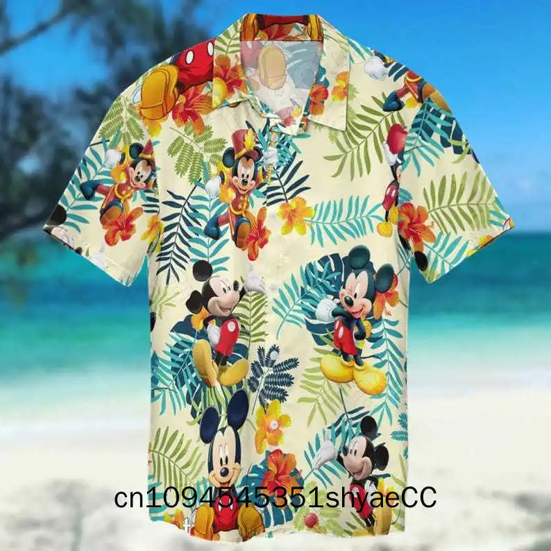 Mickey Disney Hawaiian Shirt, Mickey Aloha Button Shirt, Mickey Mouse Tropical Shirt, Disneyland Summer Shirt, Disneyworld Beach