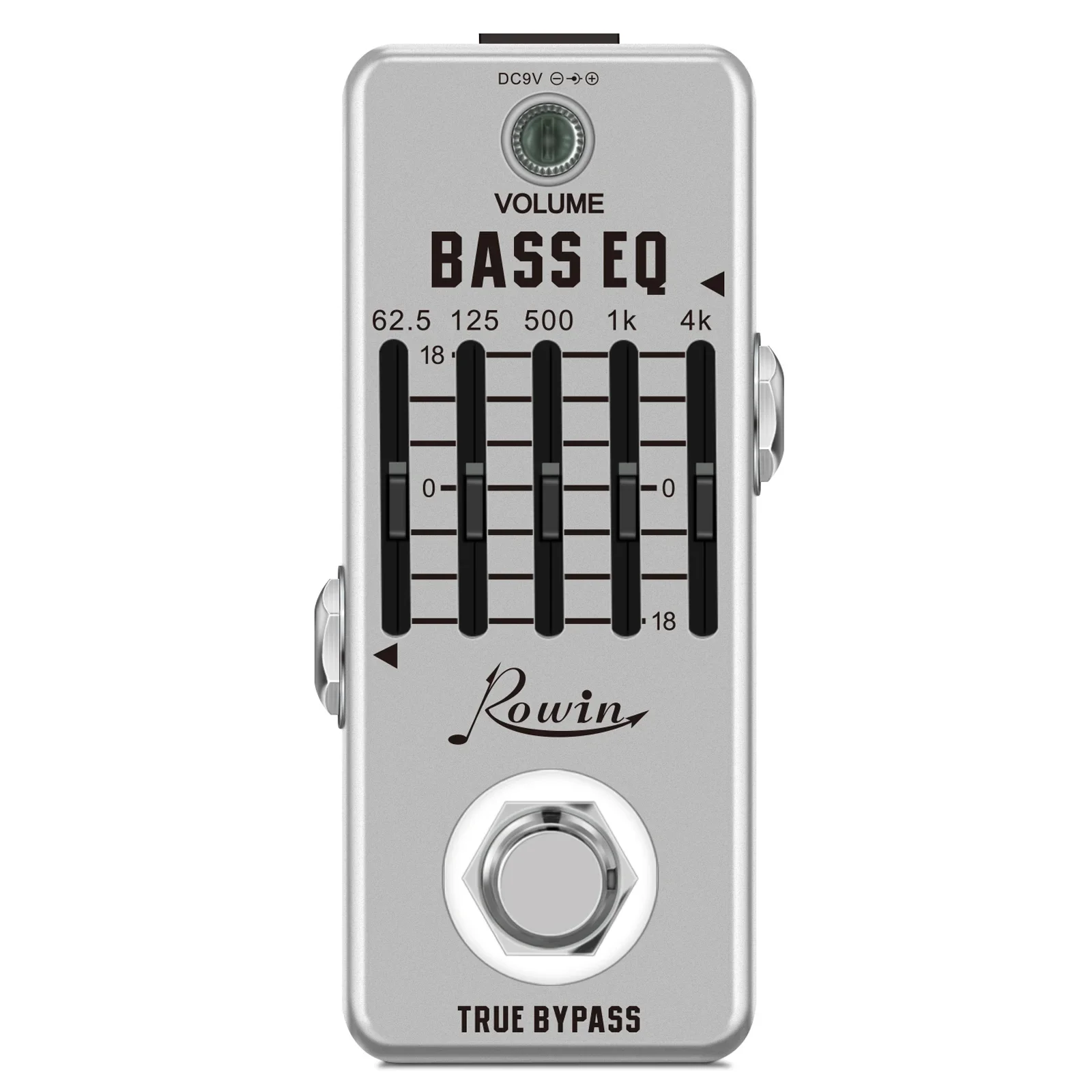 Rowin Bass Equalizer Pedals EQ With 5 Band Graphic Mini Size True Bypass For Bass LEF-317B Silver