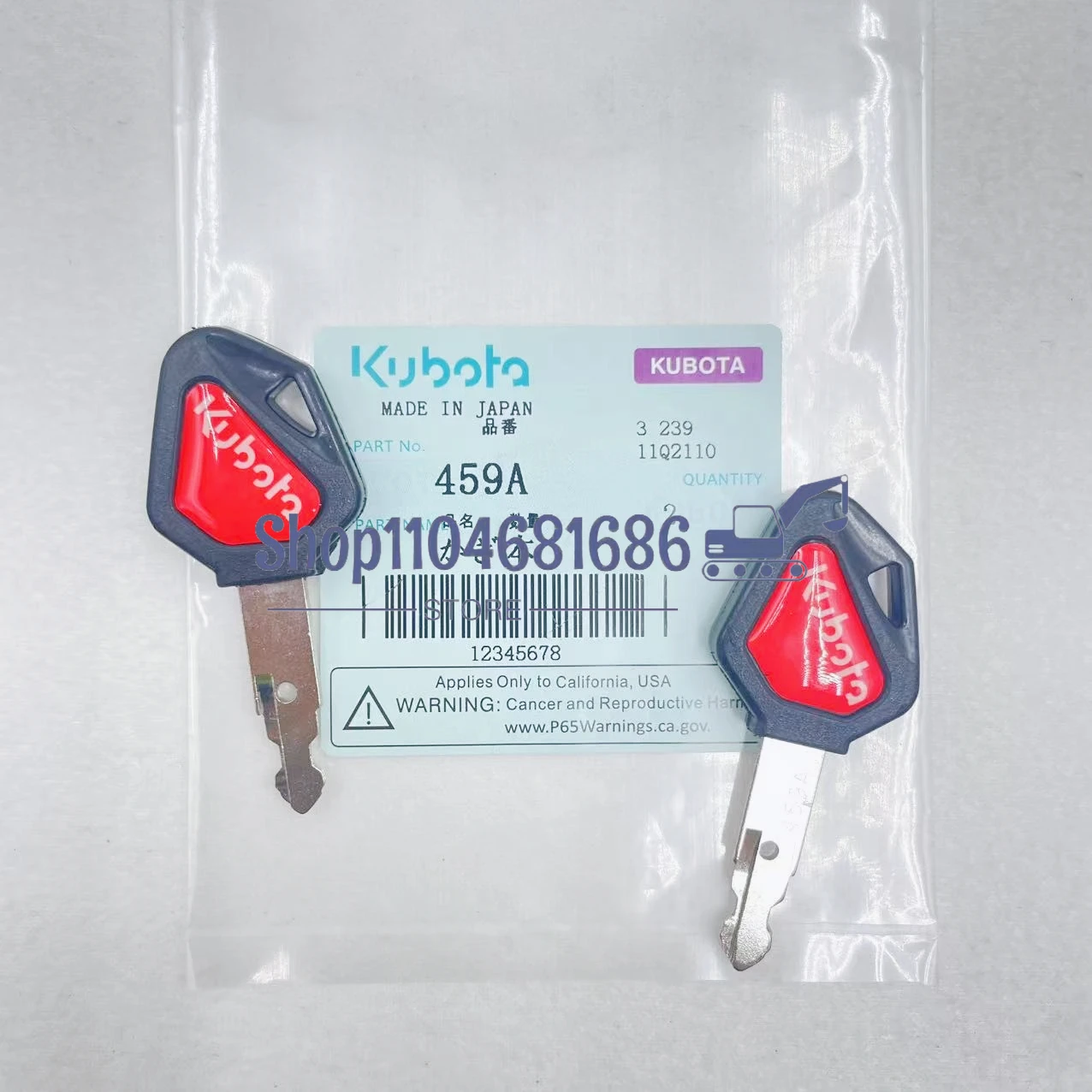 1/2/5/10PCS 459A Sleutels voor Kubota Mini Graafmachine Graver Schranklader Contactsleutel ELI80-0101 RC411-53933 RC461-53960