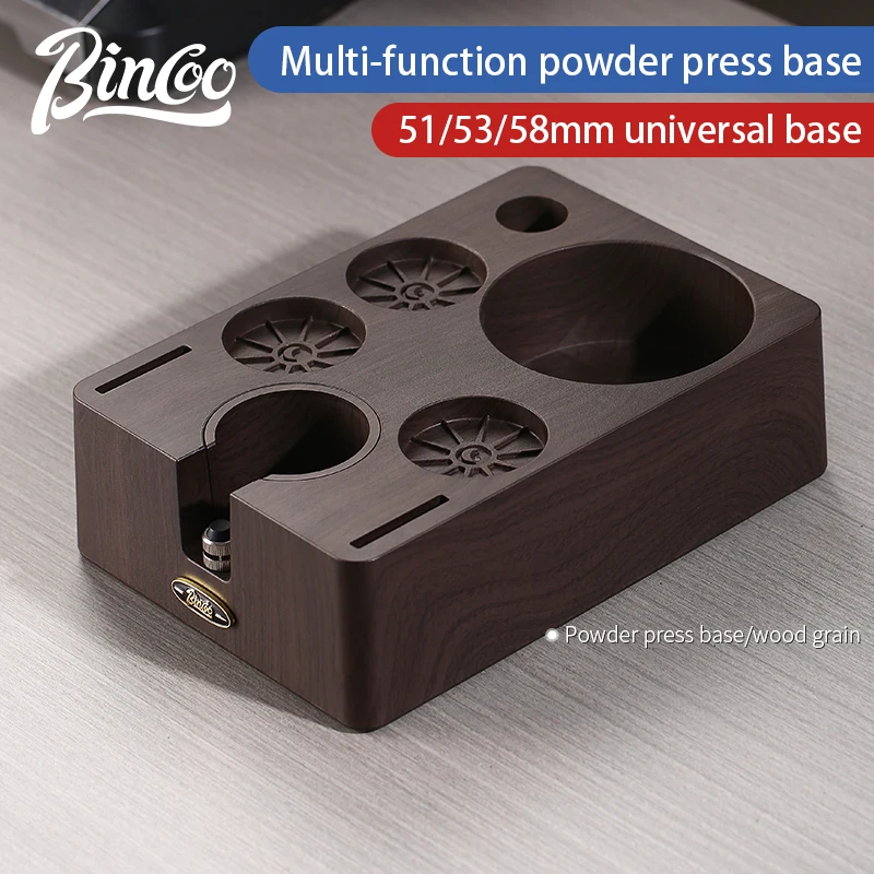 

Bincoo Wood Grain Coffee Press Base Multi-functional Powder Distributor Press Powder Hammer Espresso Tool Storage Knocking Box