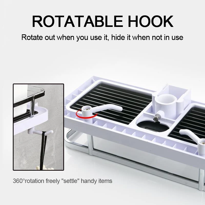 Soporte de almacenamiento de ducha, estante de baño, estantes de poste, bandeja de champú, soporte sin perforación, estante de almacenamiento de ducha de baño, Organizador