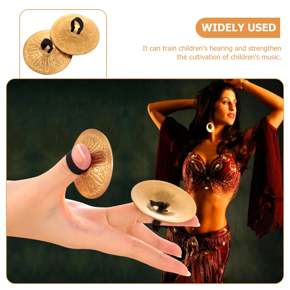 2pcs Copper Finger Cymbals Small Finger Cymbals Belly Dancing Mini Cymbals Musical Instrument Saucers Finger Heart Beads Cymbals