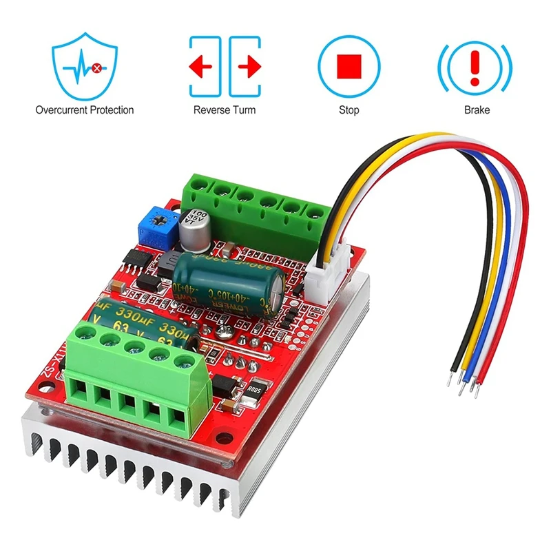 DC 6-60V 400W BLDC Three-Phase Brushless Motor Controller PWM 12V 24V 48V With Forward/Reverse/Stop/Brake Function