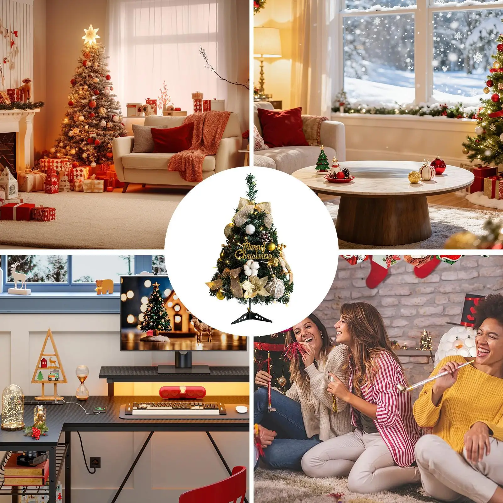 

Tabletop Christmas Tree Artificial With Balls Bow Little Christmas Tree Table Decor For Home Decor Indoor Outdoor Bedroom Living