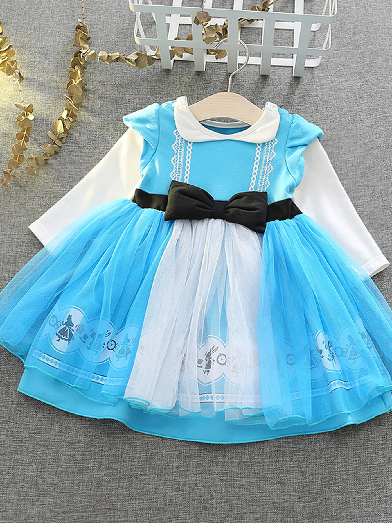 

Alice Girls Ballet Tutu Blue Long Sleeve Alice Princess Dress Suitable for 3-6 Years Old Girls For Party Dress