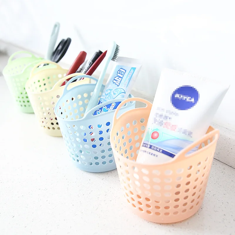 Portable Mini Plastic Stationery Cosmetic Desk Storage Basket Organizer Holder Desktop Office Storage Basket Kitchen Storage