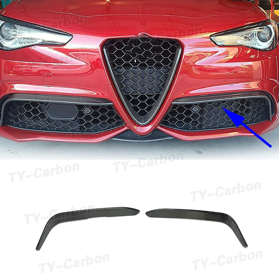 

Carbon Fiber Front Fog Light Cover Trim For Alfa Romeo Giulia Base Sedan Sport 2015 - 2020 Front Bumper Lamp Trim Splitters