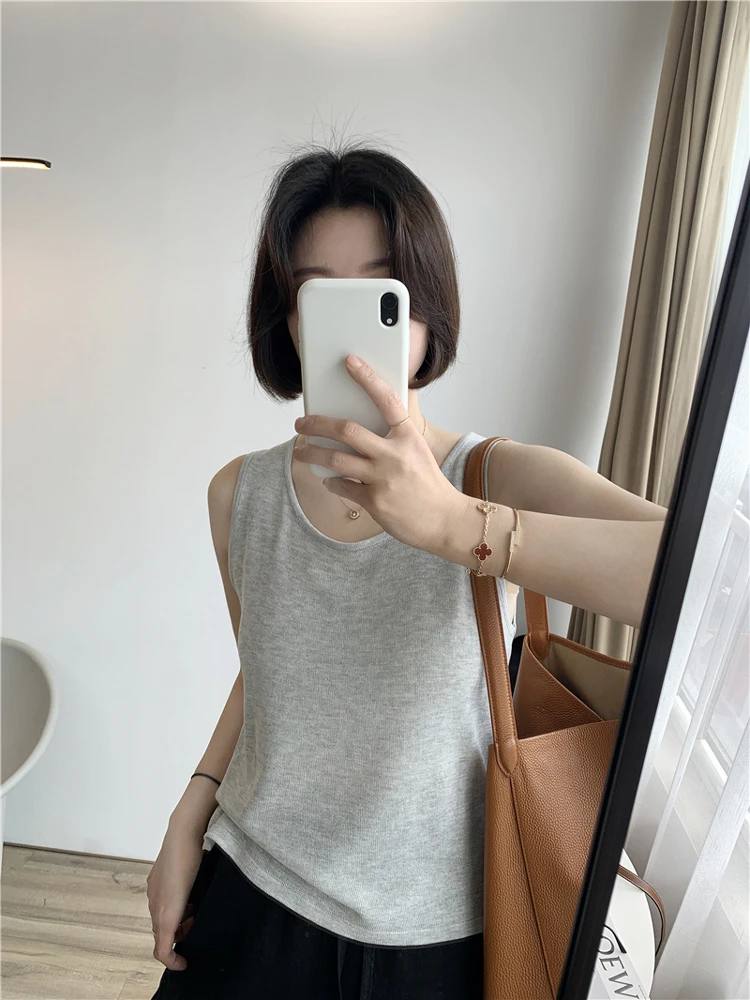 

Корейский свободный тонкий вязаный жилет для женщин, летняя и весенняя верхняя одежда, повседневный облегающий трендовый топ для сочетания с одеждой