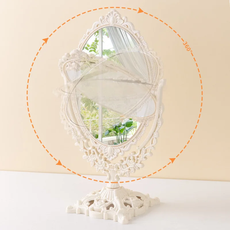 Meisje Desktop Thuis Staande Make-upspiegel Retro Paleisstijl Desktop Draaibare Slaapzaal Studentenmake-upspiegel Z З::кало Maleta