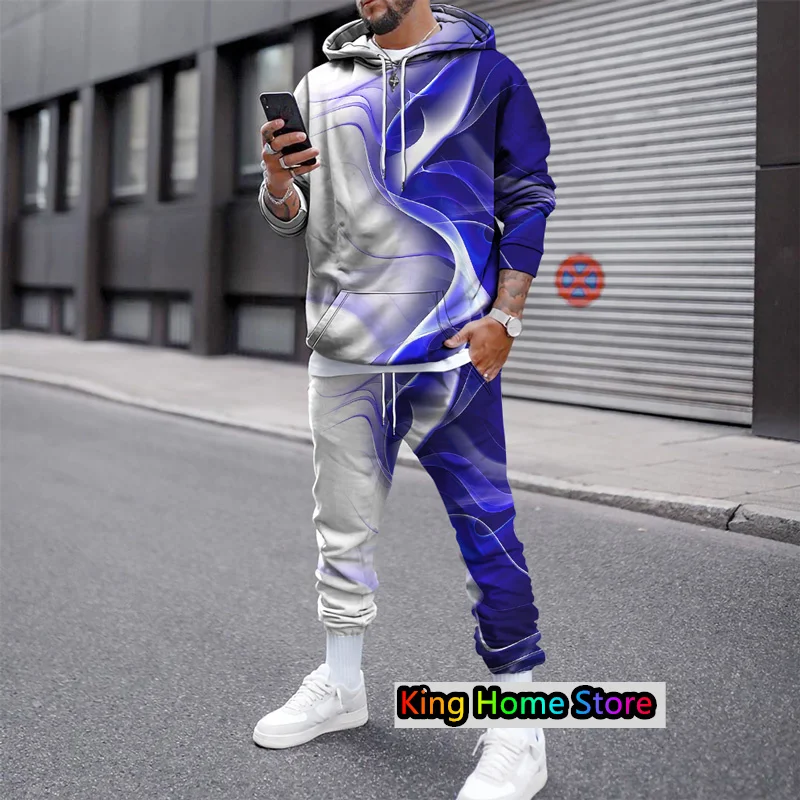 Autumn Fashion Hoodie Suit 3D Print Men's Hoodie 2 Piece Set Streetwear Pullover Sweatshirt Male Casual Tracksuit Hoodie Set