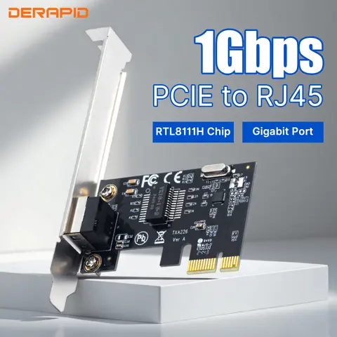 1Gbps Pcie to RJ45 1000Mbps Network Card RT8111H 100Mbps/1G RJ45 Interface Gigabit Ethernet PCI Express X1 X4 X8 X16 Adapter