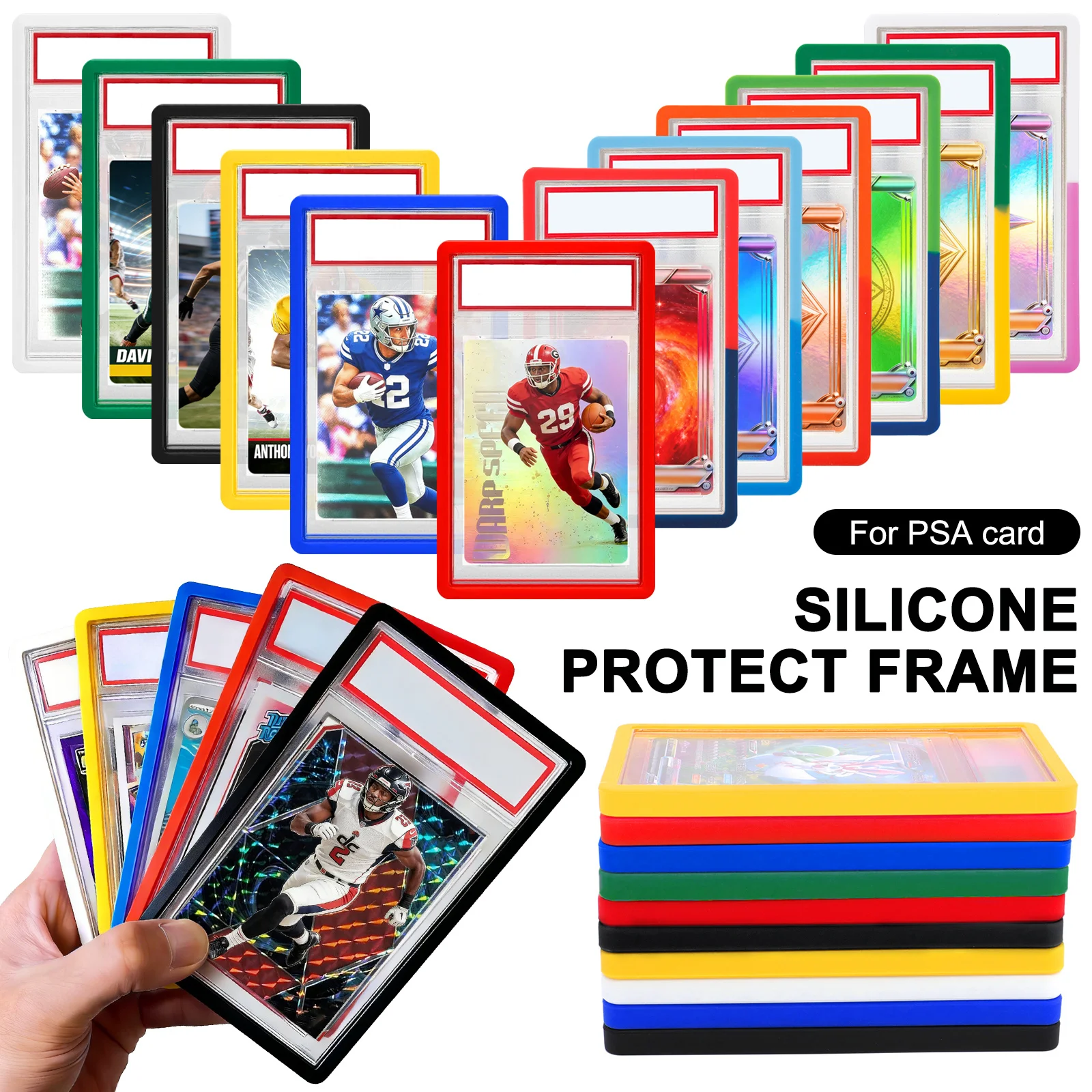 

12pcs Silicone Bumper Case Guard Protector Display Sleeves Skin for PSA 35PT Graded Trading Card Slab Sports Game Storage Holder