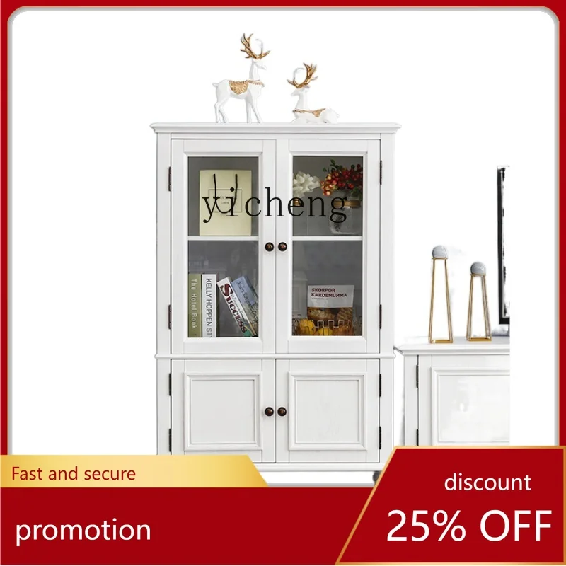 CZ  Solid Wood Wine Cabinet Storage Storage Small Apartment Living Room Ash Wood TV Glass