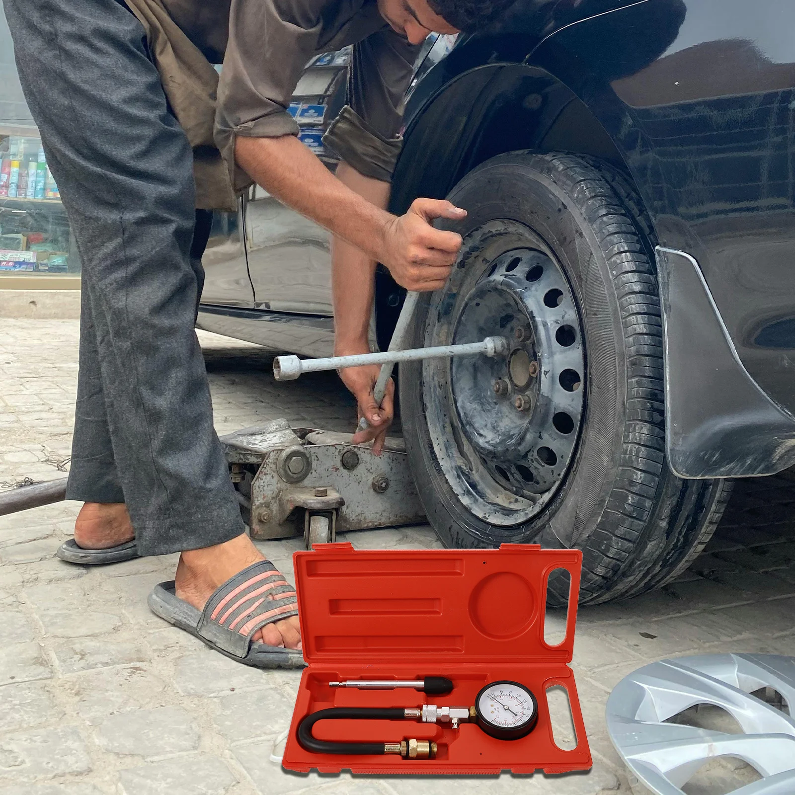 

1Set Engine Compression Test Kit Automotive Tools Wide Applications User Friendly Interface Compression Tester