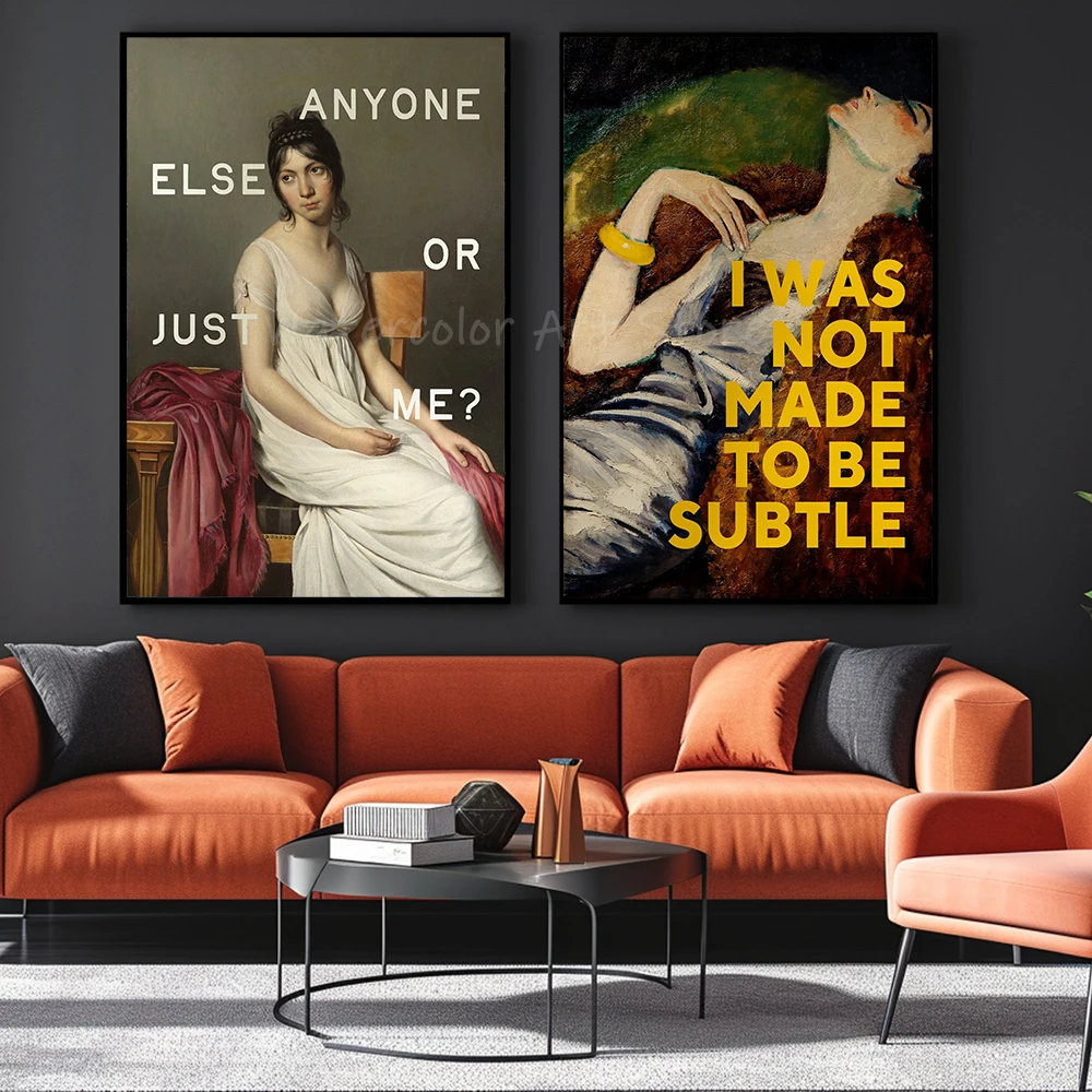 Altered Art Poster Funny Quote Canvas Painting I Was Not Made to Be Subtle Vintage Women Wall Art Prints Office Porch Decor