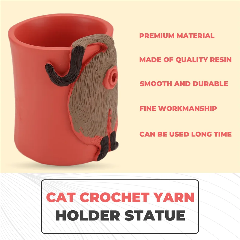 

ABWR-Cat Yarn Bowl Artwork Yarn Holder Dispenser With Hole, Knitting Basket For Desktop Bedroom C