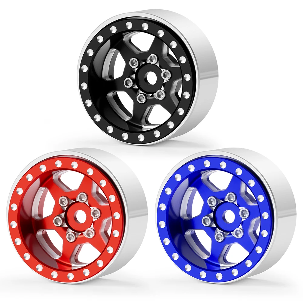 MIBIDAO 4 szt. 54mm Gumowe Opony Koła z Beadlockiem Obręcze Piasty do Axial SCX24 1/24 RC Crawler Części Zamienne Tuningowe