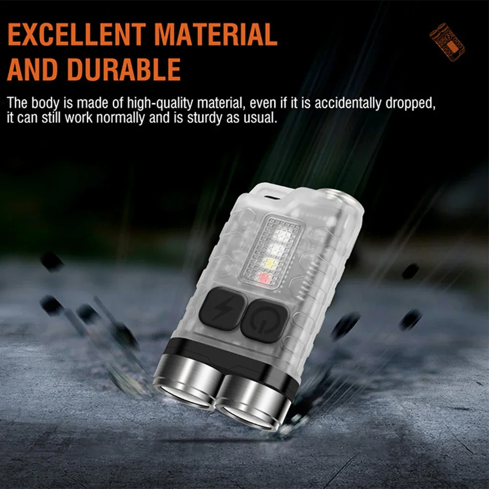 LED Keychain Portable Flashlight XPG Work Light Type-C Rechargeable Mini Torch with Magnet Camping Pocket Lantern waterproof