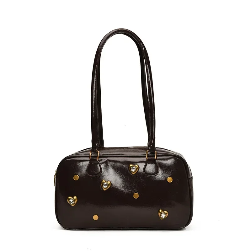 

2025 Women's Vintage Rivet Tote Bag - Large Capacity Shoulder & Crossbody Purse for Lazy Chic Commuting & Daily Use