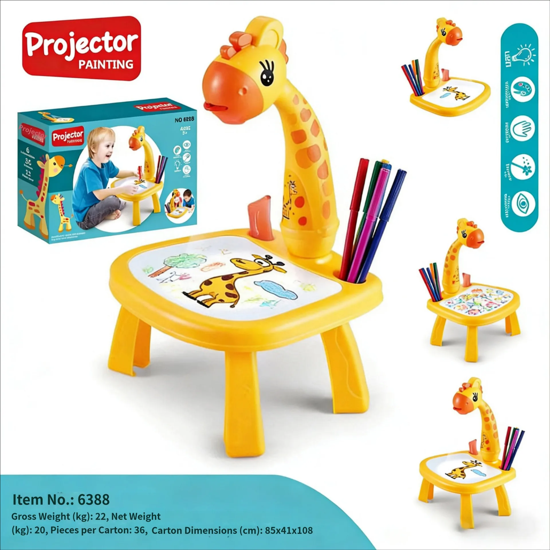 

Children's Intelligent Projection Painting Toy Drawing Board Kids Multi-functional Projecting Sketch Desk Magical Writing Table