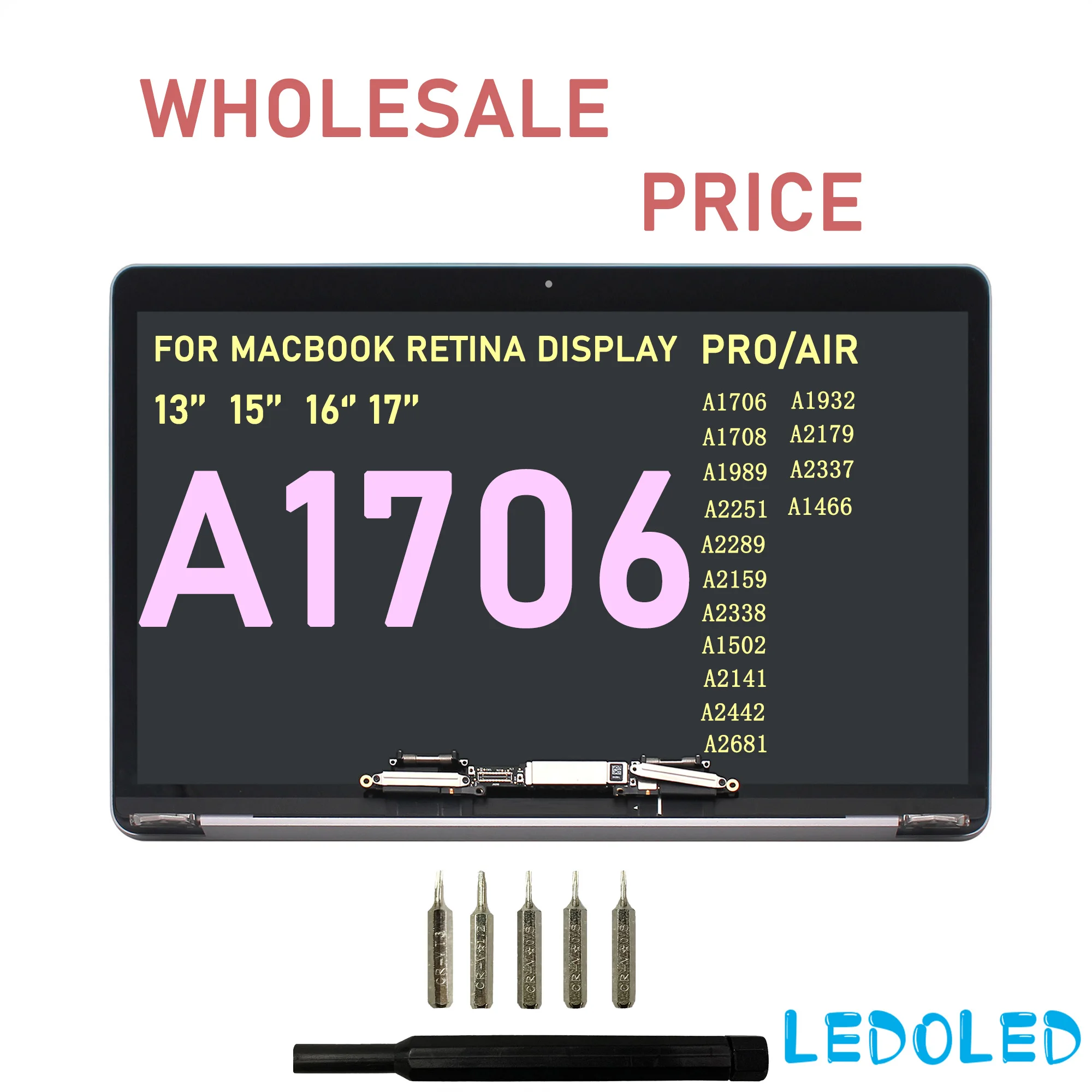 Новый ЖК-экран в сборке для ноутбука A1706, A1708, A1932, A2179, A2337, A2338, A1502, A1989, A2159, A2289, A2251, для Macbook Retina, 13 дюймов